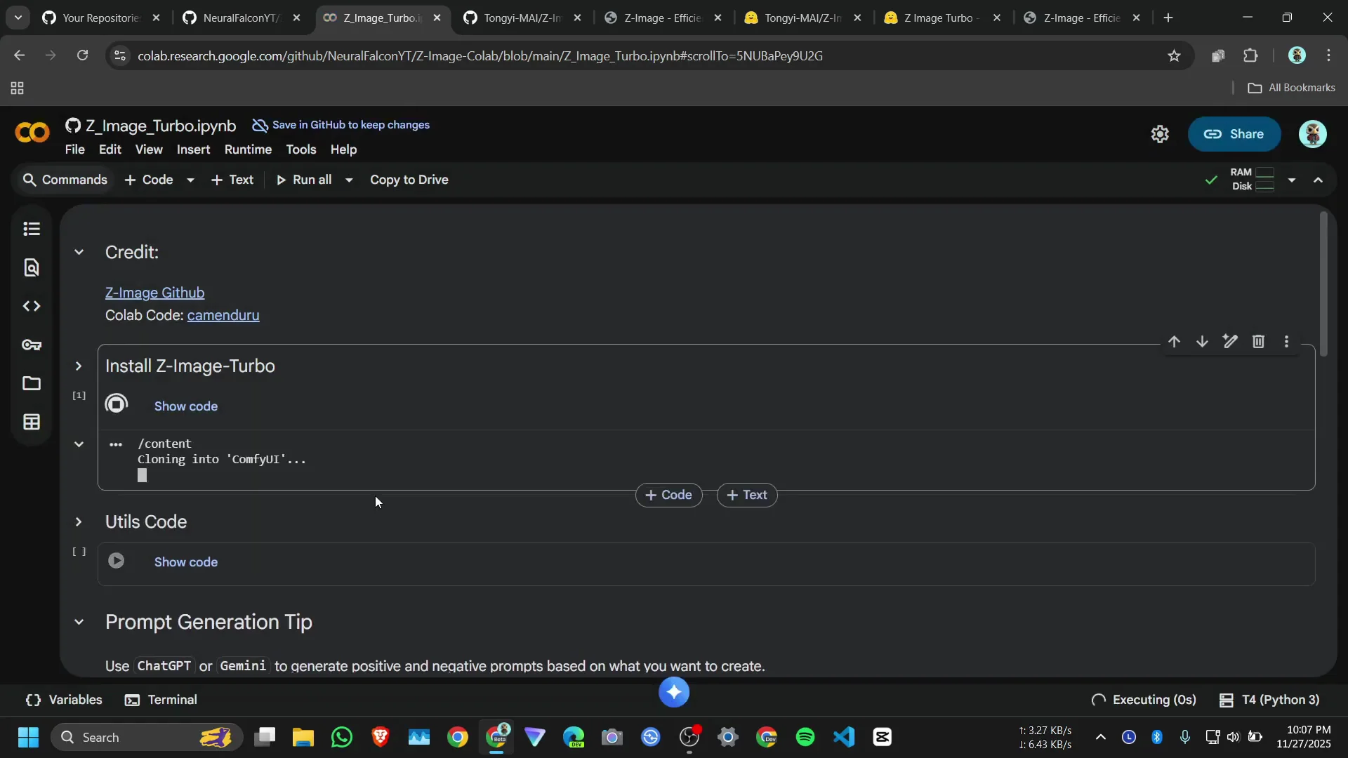 Google Colab Guide: Install Alibaba Z-Image Turbo for Text-to-Image screenshot 2